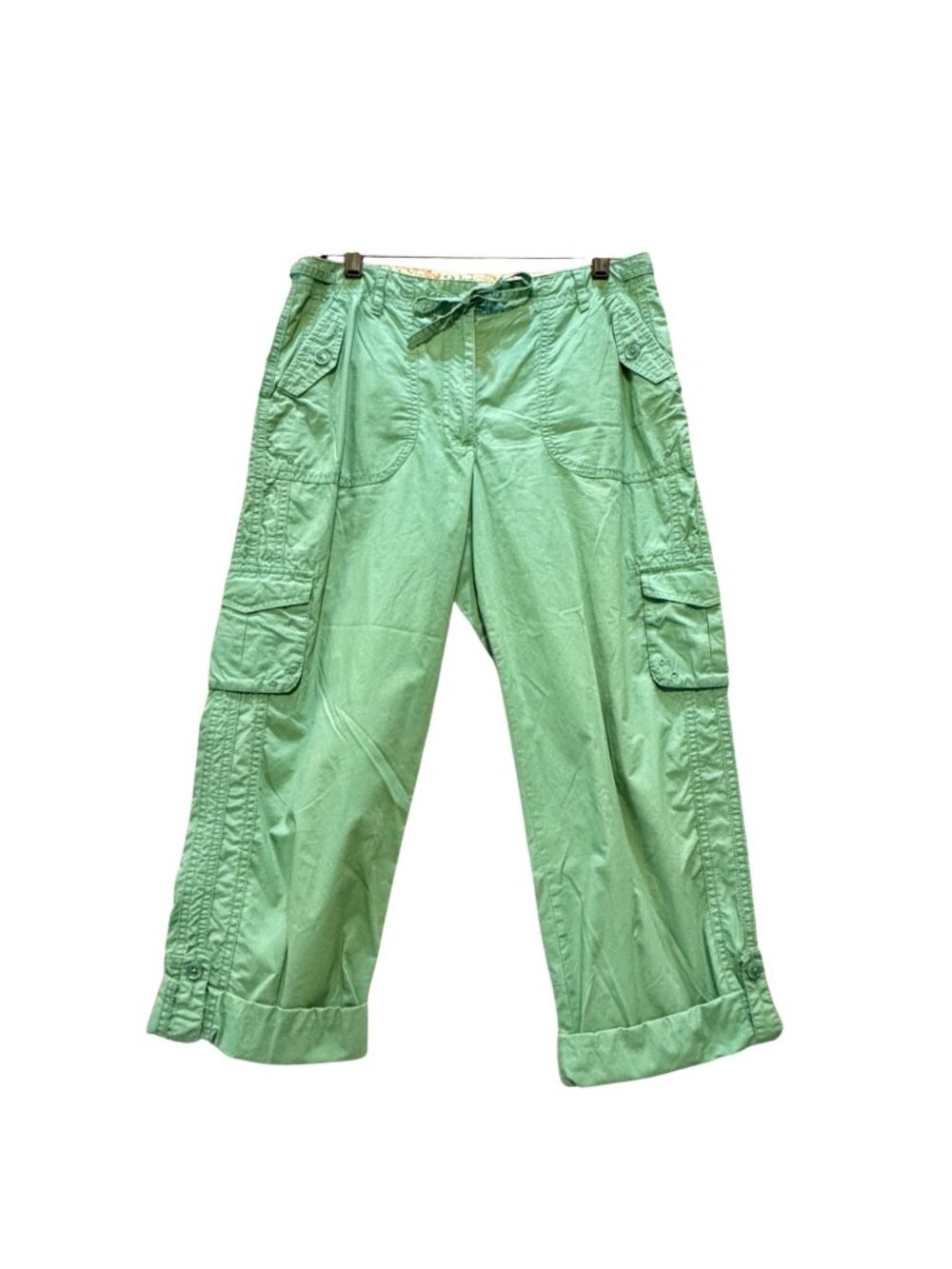 Orvis Cargo Cropped Pants Women's 6 Mint Green Cotton Hiker Gorpcore Roll Up